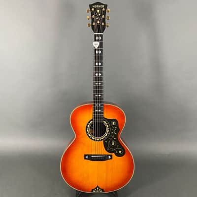 Hofner Höfner Westerngitarre Jumbo Mod 496 sunburst TOP ZUSTAND Case 1970 - 1978 sunburst image 2