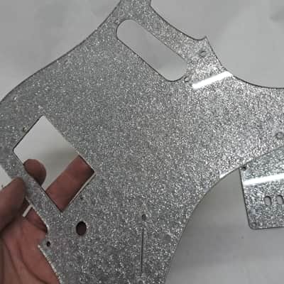 Platinum Silver Sparkle Glitter HXS HS pickguard + trem cover set Fits Fender Strat Stratocaster image 4
