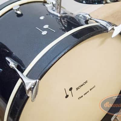 Vintage Early 60's Sonor Teardrop Black Sparkle Jazz drums 3-piece image 5