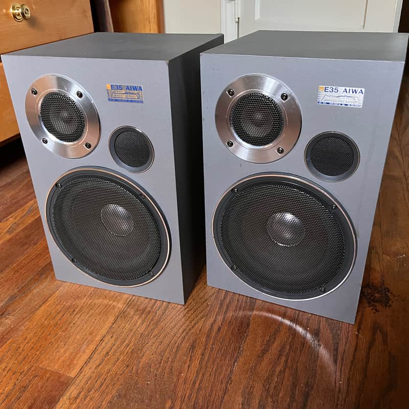 vintage 1980's Aiwa SC-E35Y Bookshelf Stereo Speakers | Reverb