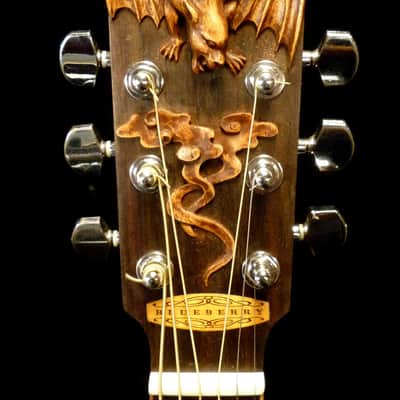 Acoustic Parlor Guitar Handmade by Blueberry Bat Motif Steel String image 1