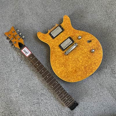 Sakura Yellow HH DIY Electric Guitar, Basswood Body, Acrylic Veneer Top, Maple Neck