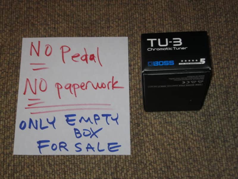 used condition Boss EMPTY BOX for TU-3 Chromatic Tuner (NO pedal / NO paperwork) specifically from 2015 (but can be home for other year TU-3 pedal) - Black Box with blue & white graphic image 1