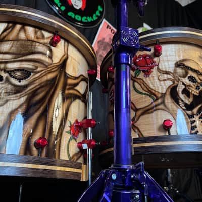 Rikki Rockett's Poison, Rockett Drum Works, Steam Bent Hickory "The Rose" Drum Kit, 22",16", 14", 12", 10",  Plus Woofer, Swarovski Crystals, Signed! STUNNING image 11