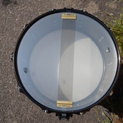DW/USA Collectors Series 6.5x14" Snare Drum Satin Black over Brass Shell w/ Black Nickel Hardware image 11