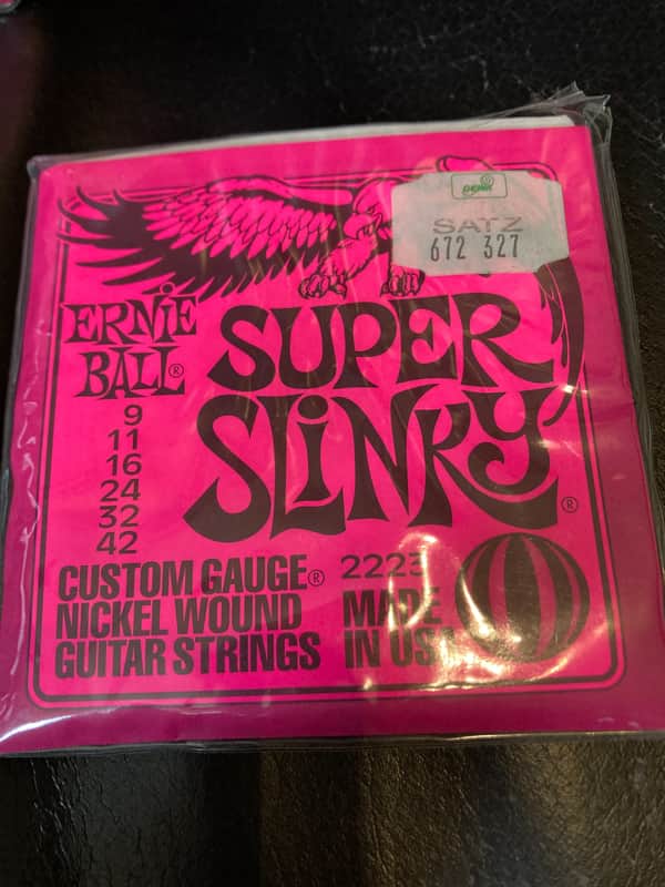Set of 3x Vintage ( mid-90s)  Ernie Ball 2223 Super Slinky  9-42  Nickel Wound El Guitar String image 1