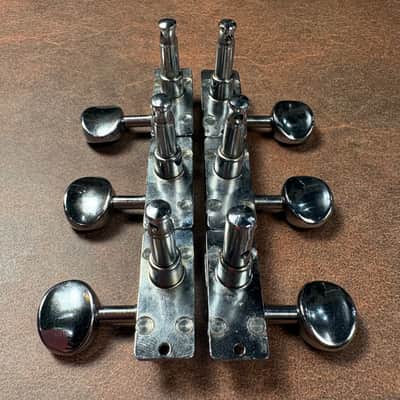 1960s Grover V100 (H100) Nickel Slimline Vintage 3+3 Tuners Tuning Machine Set For 60s Martin / Rickenbacker! image 3