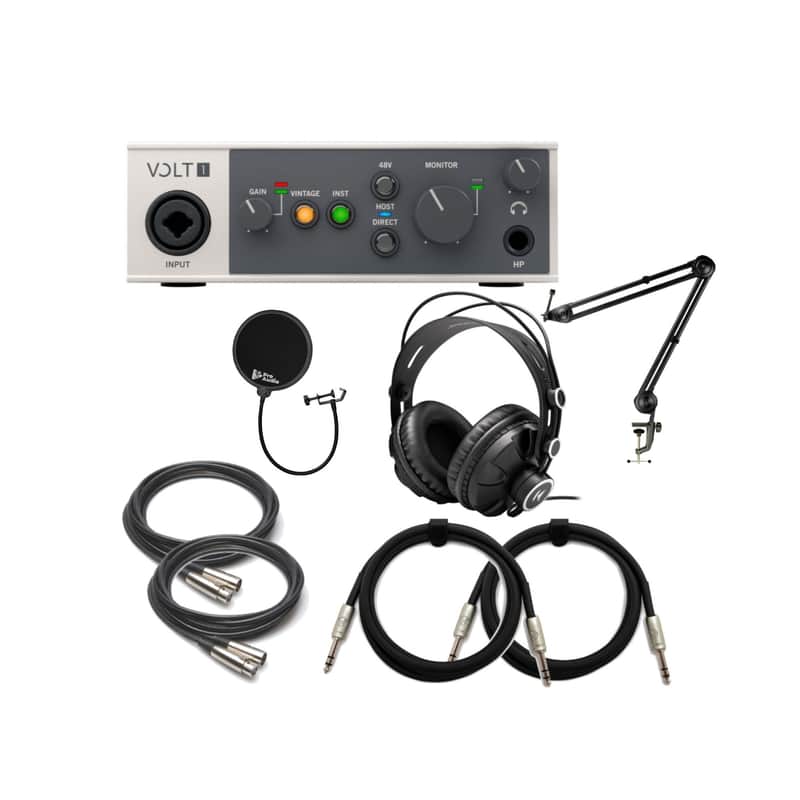 Universal Audio VOLT-1 USB Audio Interface with Headphones, Boom Arm Bundle image 1
