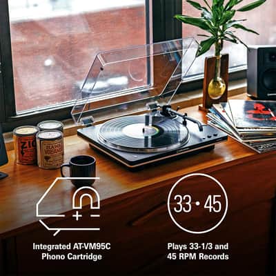 Audio-Technica AT-LP70XBT Fully Automatic Wireless Belt-Drive Turntable w/ Record Care Bundle image 8