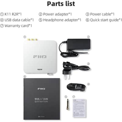 FiiO K11 R2R DAC and Headphone Amplifier for Home Audio or PC, 6.35mm and Balanced 4.4mm, RCA, Coaxial, Optical, 1300mW, 384kHz/24Bit DSD256 (Silver) image 8