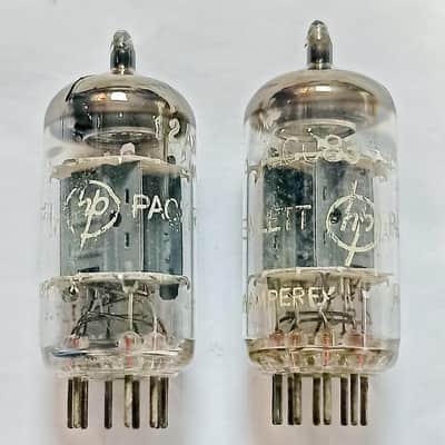 Matched pair Hewlett Packard Amperex 12AX7A ECC83 electron tube image 1