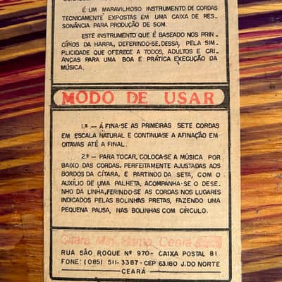 Artur Dantas & João Moreira Citara Mini Harpa | Vintage 15-String Lap Harp 1970s - Striped Maroon - With Sheet Music image 7