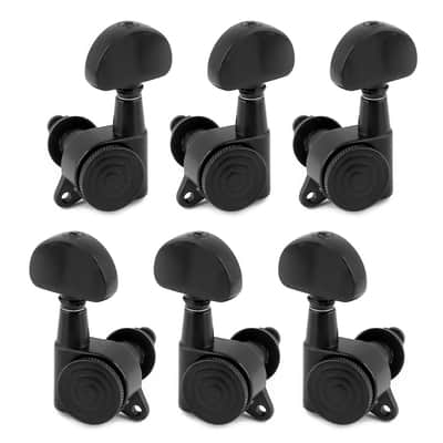 Locking Guitar String Tuning Pegs Tuning Keys Machine Heads Tuners 18:1 Gear Ratio 3L 3R for Electric Guitar or Folk Acoustic Guitar Parts Replacement Half Round Head Black. image 1