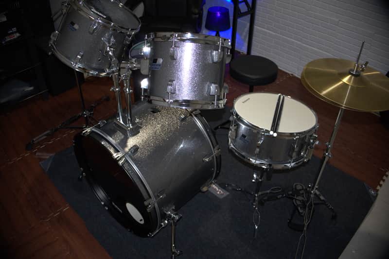 Ludwig BackBeat Complete 8x10 / 9x12 / 16x16 / 16x22 / 5x14" Drum Set with Hardware & Cymbals 2023 - Present - Silver Sparkle image 1