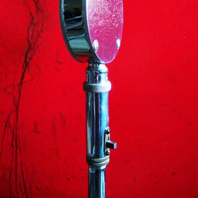 Vintage RARE 1950's Astatic D-104 crystal "Lollipop" microphone Chrome w adapter & Atlas DS-5 desk stand PROP DISPLAY image 8