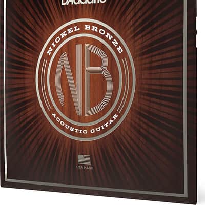 D'Addario NB1356 Medium Nickel Bronze Acoustic Guitar Strings, 13-56 image 1