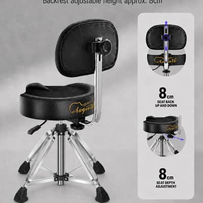 Augioth four-legged hydraulic drum stool, anti-shake rectangular base + memory foam cushion, suitable for double bass drum playing and intense performances. image 7