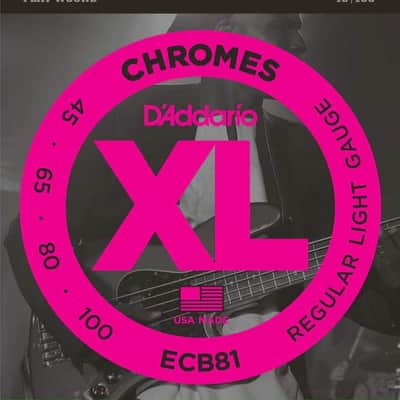 D'Addario ECB81 Chromes Flat Wound Bass Strings, Light, 45-100, Long Scale image 1