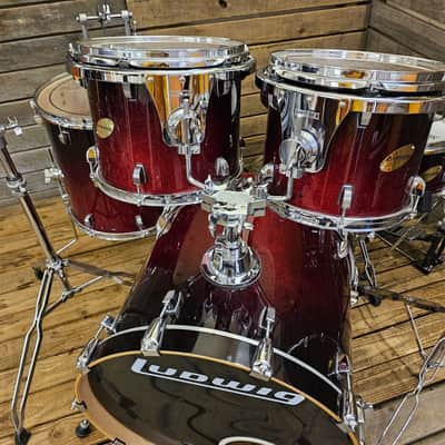 Drum Kit Ludwig Accent CS Custom Elite, Red Burst Complete USED! RKLAC050226 image 2