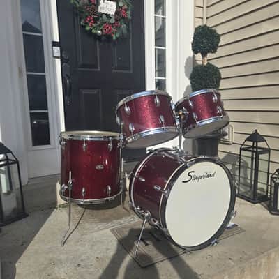 Slingerland Drum set 20,12,13,16 1970s - Maroon Sparkling Pearl image 5