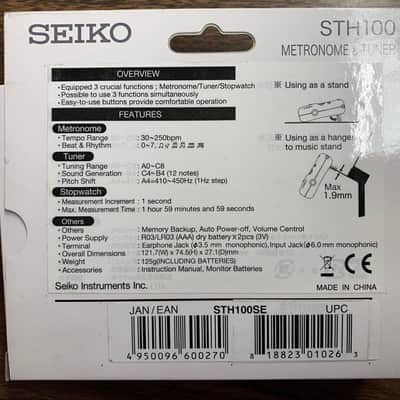 SEIKO STH100 Guitar & Bass electronic TUNER and Metronome new - Silver. image 2