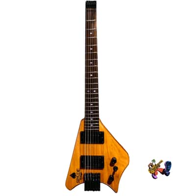 BootLegger Guitar Spade Gibson Scale 24.75 Headless Guitar With Case 2022 Honey Clear image 1