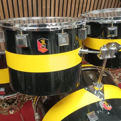 Vintage Eddie Ryan Large Custom Drum Kit – Blue/Yellow – 12,13,14,15,16,24″ image 4