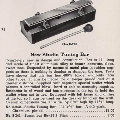 1940s Ludwig & Ludwig Bb 466.2 Hz Studio Tuning Bar No. 8-241 image 12