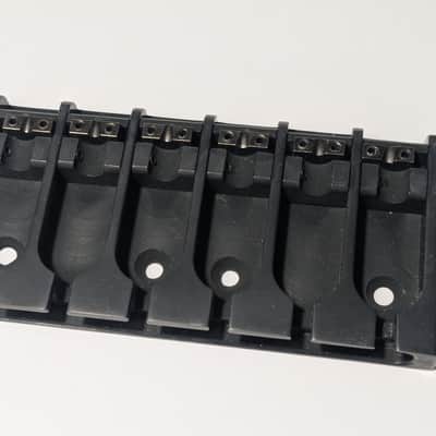 ABM 6 String Solid Brass Bass Bridge BLACK Steel Lock-Down Saddle Assembly Unused image 5