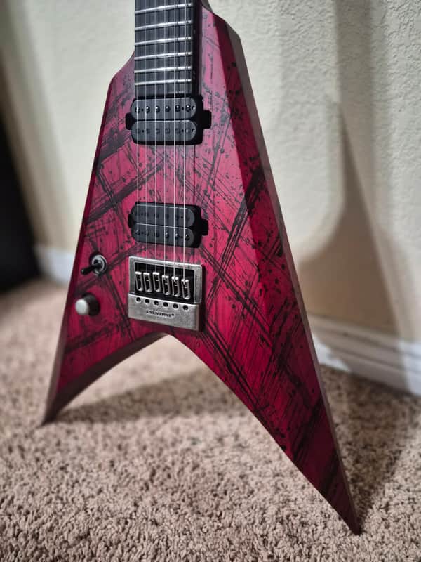 Solar V1.6Canibalismo Red Open Pore and Blood Splatter Electric Guitar image 1