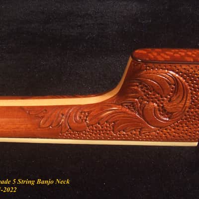 Handcrafted 5 String Banjo Neck, Solid Mahogany & Hard Maple Planet Inlay, Heel Carved, Bruce Wei BN-2022 image 8