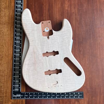 high end Offset Bass Body Unfinished Deep Curly Maple Top / Walnut Accent/ Solid One-piece Mahogany Back- limited Luthier Supply R2 image 21
