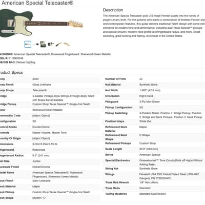 Fender American Special Telecaster 2017 - Sherwood Green Metallic image 9