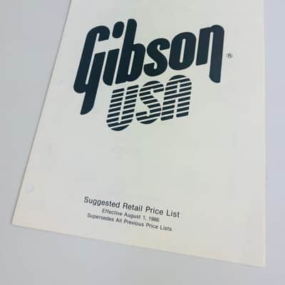 Gibson & Epiphone Suggested Retail Price Lists 1986 image 2
