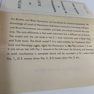 Hohner Rhythm and Blues C1 Harmonica with case and instruction booklet 1960's image 11