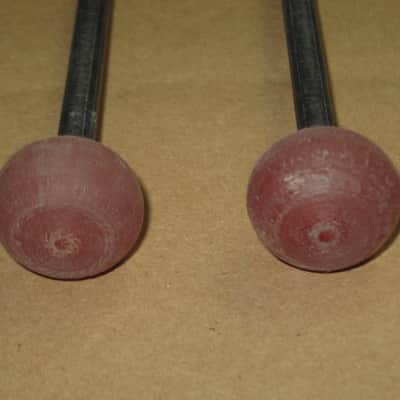 one pair new old stock Gambal Manufacturing GPHR1 (UG13GPHR1) Percussive Keyboard Mallets (for xylophones and glockenspiels) 1 & 1/8" Brown Medium Nylon Flat Ball (oval) Heads with Black Synthetic Shafts (with original packaging) from 1990s to early 2000s image 4