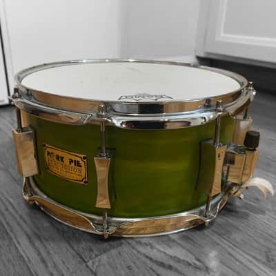Pork Pie 5.5 x 12-inch Maple Snare in Transparent Green Finish (2003) image 3