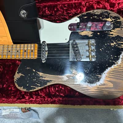 Custom Shop Limited Edition (Telecaster) Double Esquire Super Heavy RelicAged Black w/ Tomatillo HW Pickups image 2