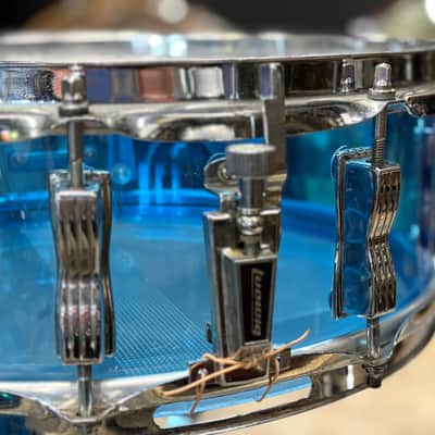 Ludwig 5x14" Vistalite Acrylic 10-Lug Snare Drum with P-85 Strainer 1970s - Blue image 5