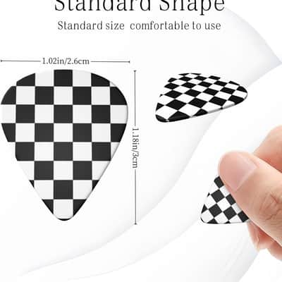 Guitar Picks-Medium(0.71mm) Guitar Pics Acoustic for Electric Ukulele Bass, Unique Picks 6PCS Bring a Storage Bag Suitable Guitar Players Music Lovers - Grid image 2