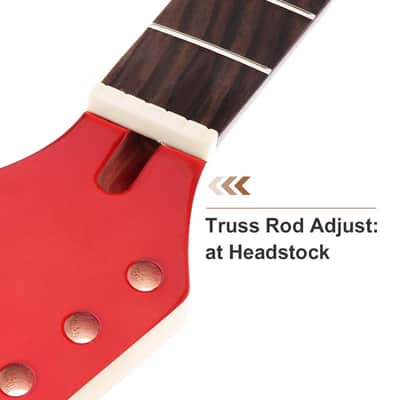 Electric Guitar Neck Maple Head Rosewood Fretboard 24 Fret for Parts Replacement Red image 5