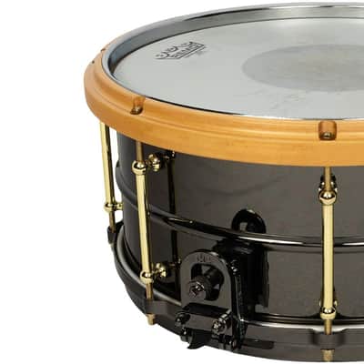 Used Reign 6.5x14 Black Bass Snare Drum with MetalWood Hoop image 5