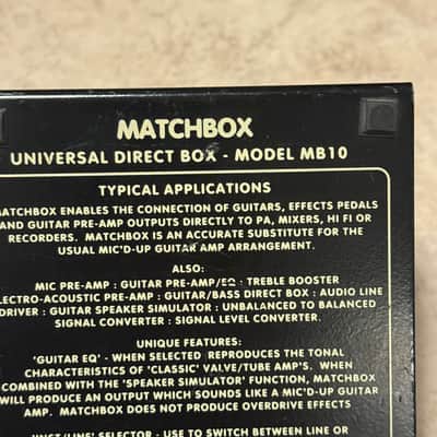 Direct Box / Pre-Amp / Speaker Simulator Award Matchbox MB10 D.I. Box Made in UK image 4