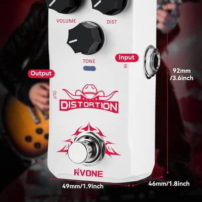 RVONE High Gain Distortion Pedal for Electric Guitar, Aluminum Guitar Pedal, Analog Guitar Effects Pedal for Compact Stage & Studio Pedal, True Bypass image 2