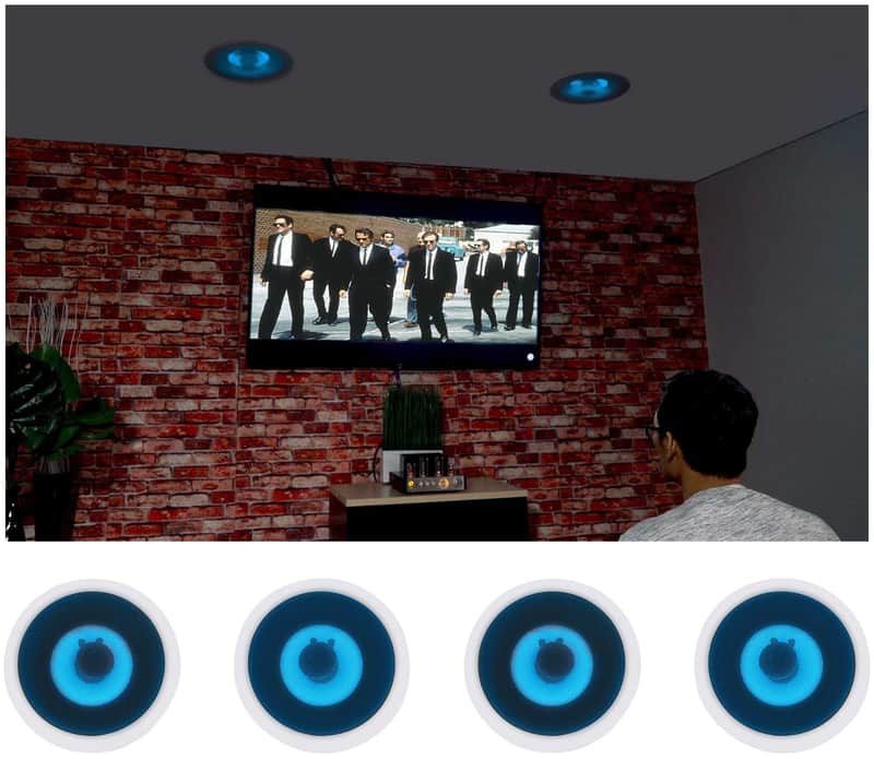 4) Rockville HC65B-LED 6.5" 500 Watt In-Ceiling Home Theater Speakers w/Blue LED image 1