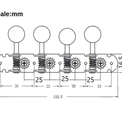 4-on-Plate Classic Style Mandolin Tuning Keys Tuners Head Pegs ,Nickel (1Lx1R) image 2