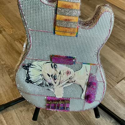 4-String Bass Guitar - Diamond & Pink Rhinestone Sparkle image 2