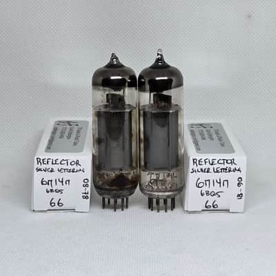 Reflector 6P14P 6BQ5 Silver Lettering Perfectly Matched Pair NOS EL84 6P14P