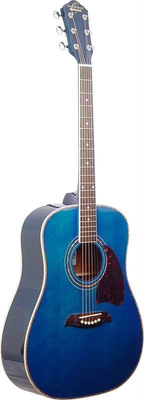 Oscar Schmidt OG2TBL Dreadnought Acoustic Guitar Trans Blue image 1