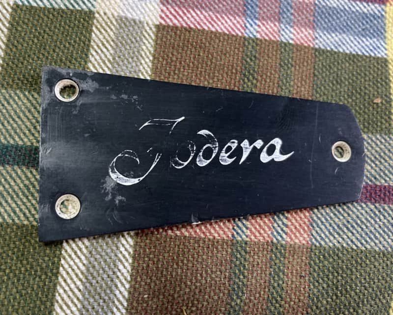 Black Vintage 1980s Fodera Bass Truss Rod Cover Plate image 1